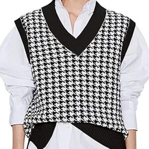 Oversized Houndstooth Vest